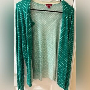 Merona Teal and White Dotted Cardigan